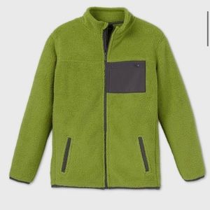 Boys' Sherpa Zip Up Sweatshirt - All in Motion - Small 6/7 - Green